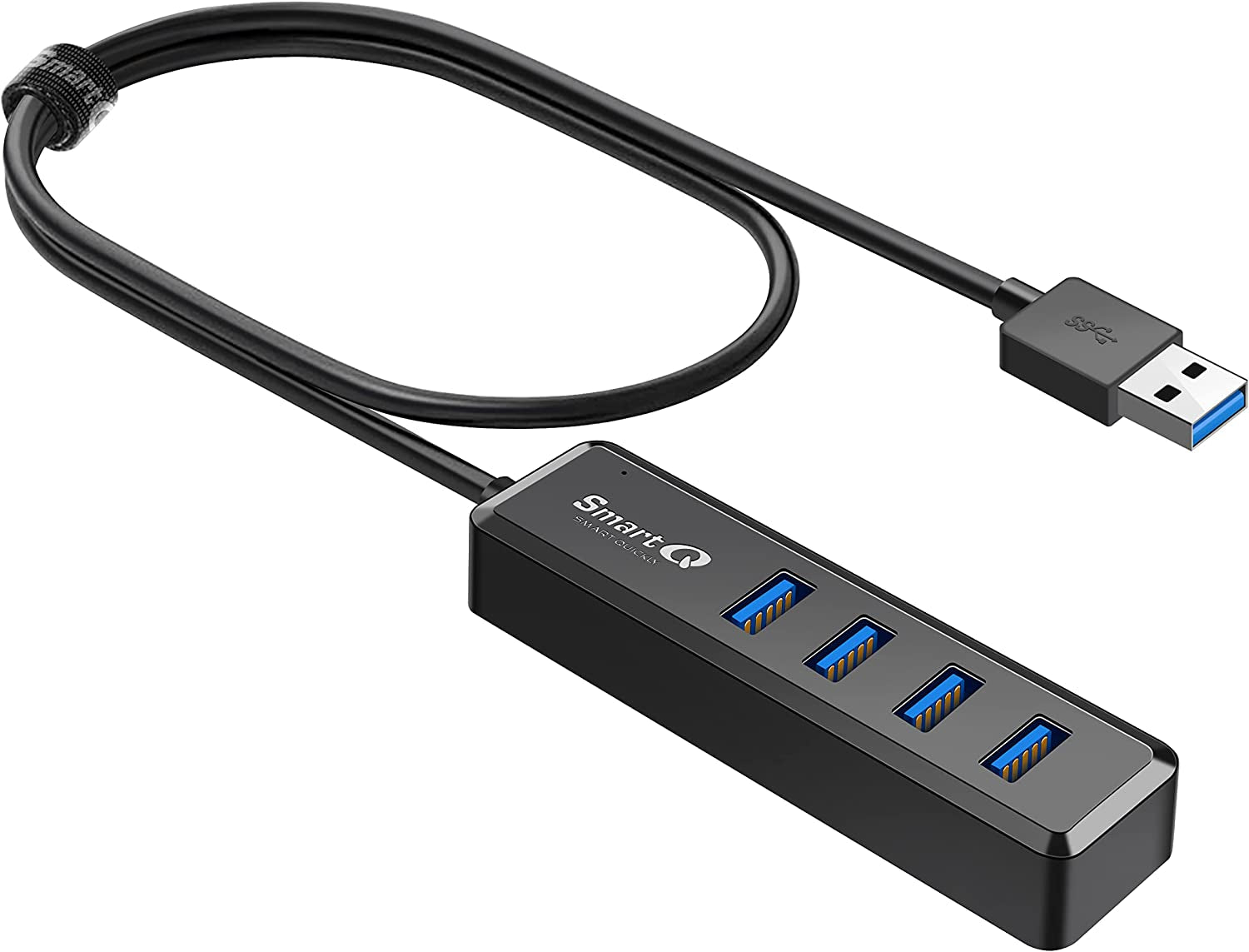 H302S USB 3.0 Hub, 4-Port USB Expander with 2Ft Long Cable, High-Speed Data Transfer, Compatible with Laptop, PC, Mac, Printer, External HDD
