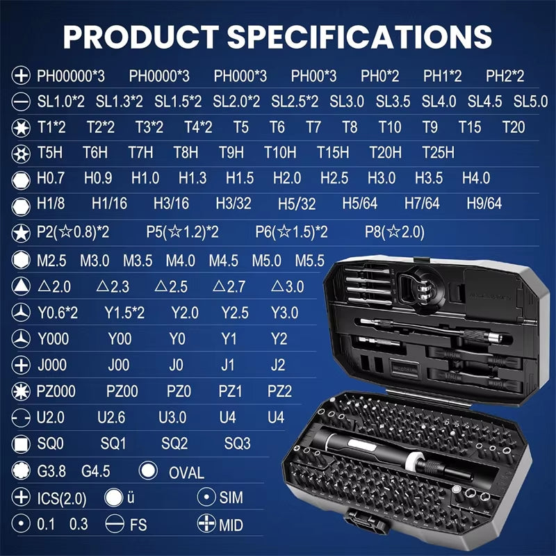 152 in 1 Magnetic Mini Precision Electric Screwdriver Set Laptop Tool Kit Professional Computer Screwdriver Repair Screwdriver