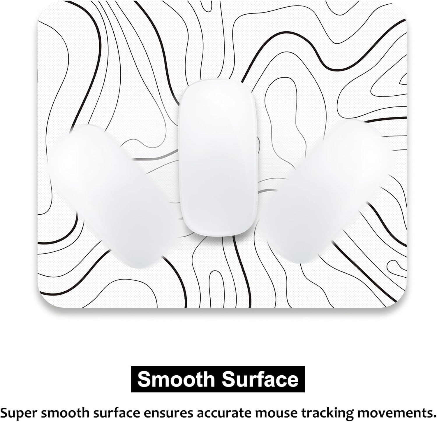 Topographic Contour Mouse Pad, Minimalist Topographic Map Mouse Pad for Laptop Wireless Mouse Home Office Travel, Home Office Work 9.5X7.9 Inch (24X20X0.3Cm)