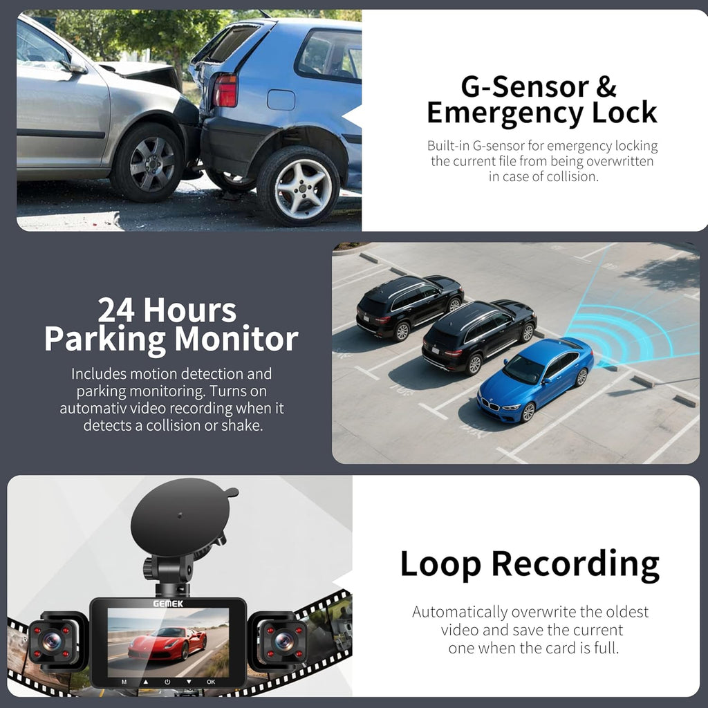 4 Channel Dash Cam 360° View 5G Wifi & APP Control,  2K Front and Rear Inside, Left Right Dash Camera for Cars Free 64GB TF Card, G-Sensor, Night Vision, 24H Parking Mode