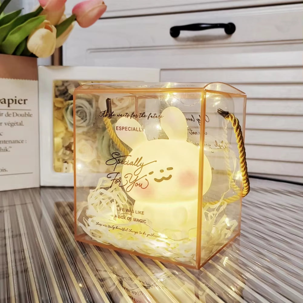 Cute Rabbit Christmas Theme LED Night Lamp Sleep Lamp Bedroom Bedside Night Atmosphere Lamp for Kids Baby Gifts Home Decor