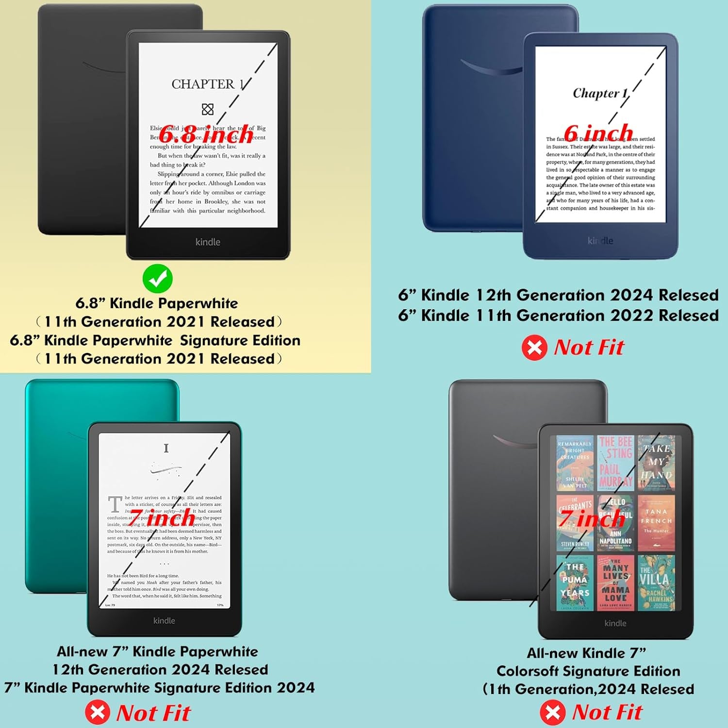 Slim Case for 6.8" Kindle Paperwhite (11Th Generation - 2021) and Kindle Paperwhite Signature Edition - Lightweight PU Leather Folio Cover with Auto Wake/Sleep (Blue Ocean)