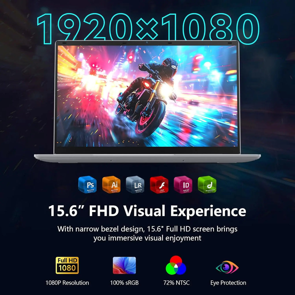 2026 Latest Laptop, 8GB RAM 512GB SSD Laptop, 15.6 Inch 2K FHD Display,Celeron N4020C Processor, Thin & Portable Laptop,Dual Wifi, USB 3.0*2, BT,200W Front Webcam,Full-Featured Type-C,6500Mah Battery
