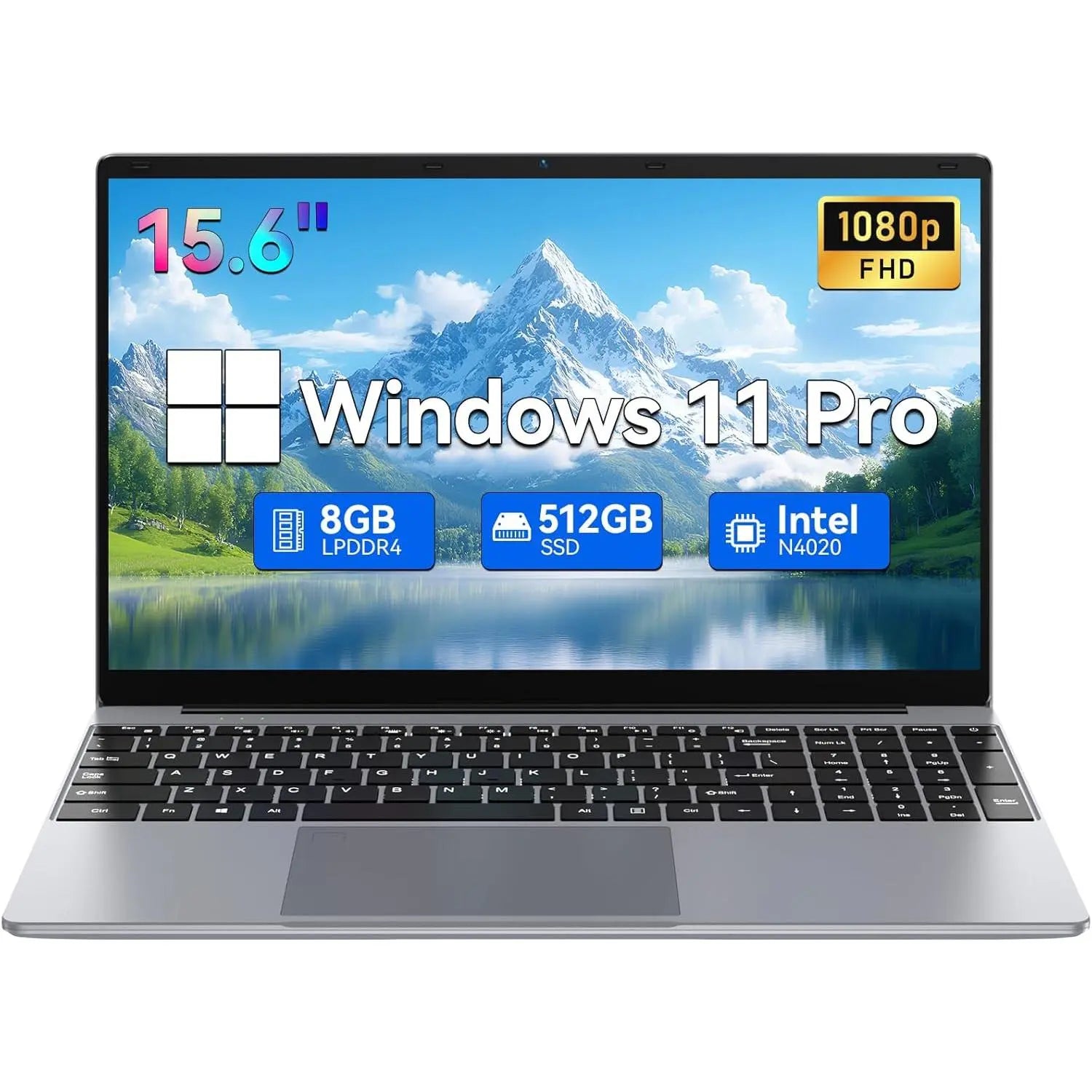 2026 Latest Laptop, 8GB RAM 512GB SSD Laptop, 15.6 Inch 2K FHD Display,Celeron N4020C Processor, Thin & Portable Laptop,Dual Wifi, USB 3.0*2, BT,200W Front Webcam,Full-Featured Type-C,6500Mah Battery