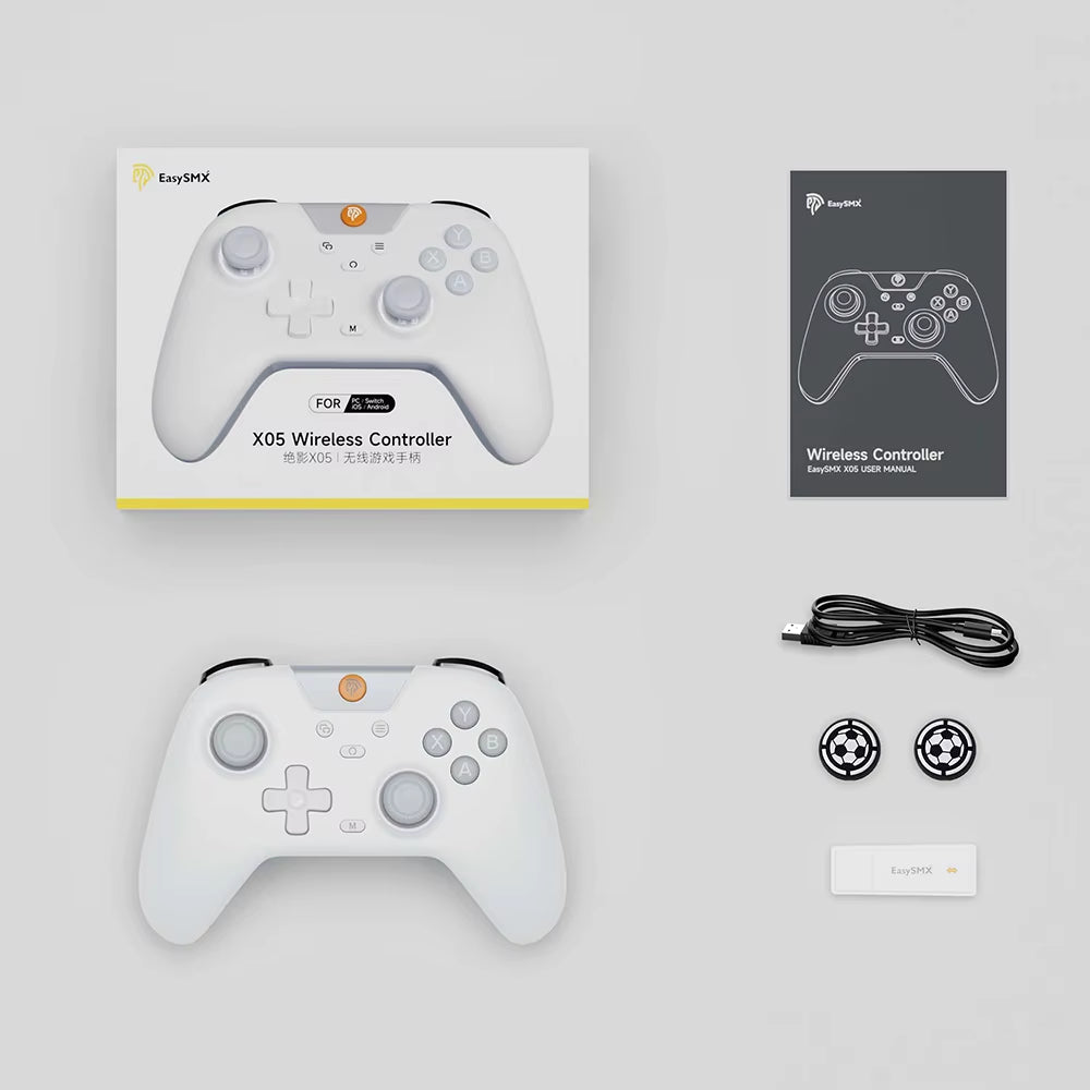 Easysmx X05 Wireless Gamepad Bluetooth Gaming Controller Compatible with Pc/Phone/Switch/ Steam Gamer, RGB Light, Hall Effect