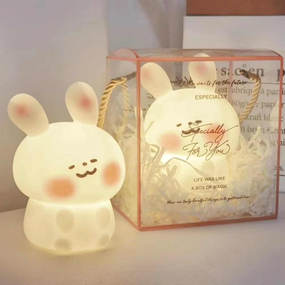Cute Rabbit Christmas Theme LED Night Lamp Sleep Lamp Bedroom Bedside Night Atmosphere Lamp for Kids Baby Gifts Home Decor