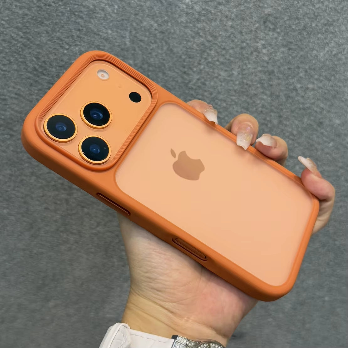 Luxury Orange Shield Matte Transparent Phone Case for Iphone 17 Pro Max 17 Pro 17 New Metal Buttons Skin Feel Shockproof Cover