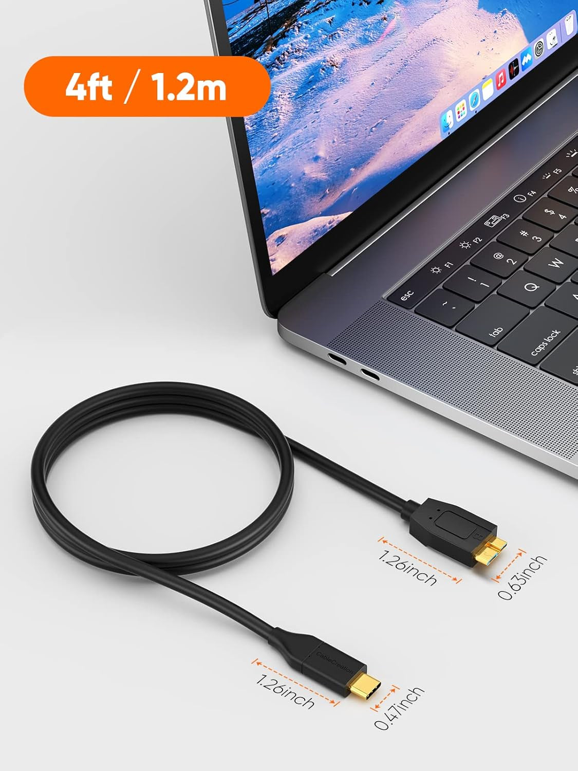 4FT USB C to Micro B Cable,10Gbps Speed External Hard Drive Braided,Usb 3.1 Type C to Micro B Work for Iphone 15,16,Seagate WD Westgate My Passport,Macbook Pro/Air, Ipad/Tablet,Black