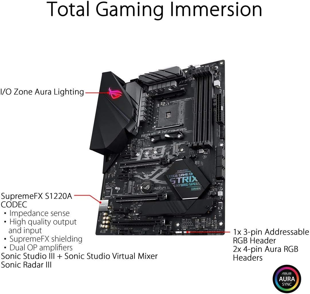ROG Strix B450-F Gaming II AMD AM4 (Ryzen 5000, 3Rd Gen Ryzen ATX Gaming Motherboard (8+4 Power Stages, HDMI 2.0B/Dp,2 X Pcie 3.0 X16, USB 3.2 Gen 2 Type-C, BIOS Flashback, 256Mb BIOS Flash ROM