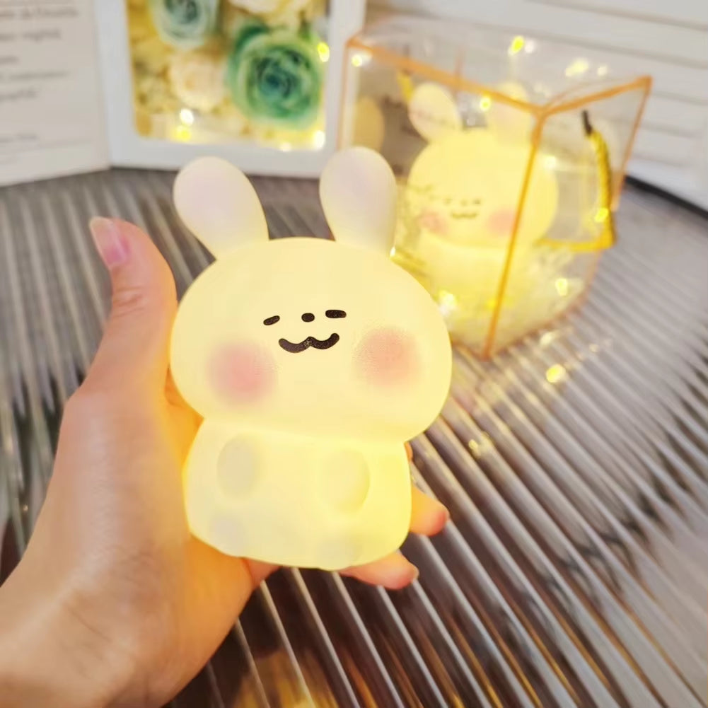 Cute Rabbit Christmas Theme LED Night Lamp Sleep Lamp Bedroom Bedside Night Atmosphere Lamp for Kids Baby Gifts Home Decor