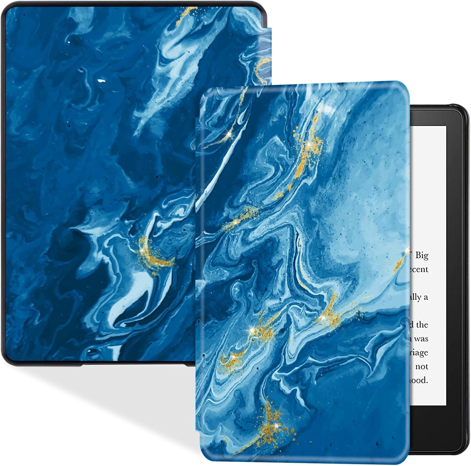 Slim Case for 6.8" Kindle Paperwhite (11Th Generation - 2021) and Kindle Paperwhite Signature Edition - Lightweight PU Leather Folio Cover with Auto Wake/Sleep (Blue Ocean)