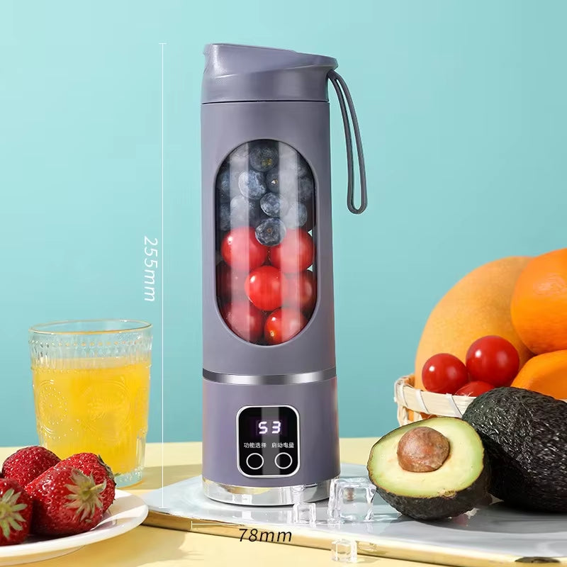 Portable Electric Juicer Cup Handheld 6-Blade USB Rechargeable Multifunctional Fruit Blender 380Ml Mini Juicer