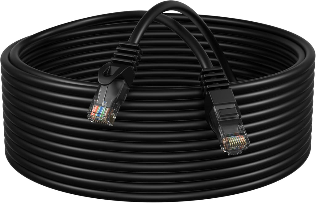 Cat5E 75FT Network Ethernet Patch Cable, 350Mhz Internet Wire, Backwards Compatible with Cat5, for PC, Modem, Router, Consoles for Home and Office, Black