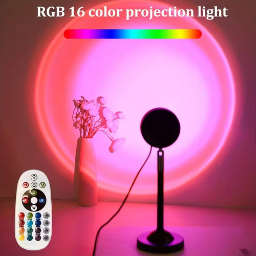 1PC Sunset Light Projection Light with Remote Control 16-Color Night Light RGB Color Changing LED Light Bedroom Photography Prop