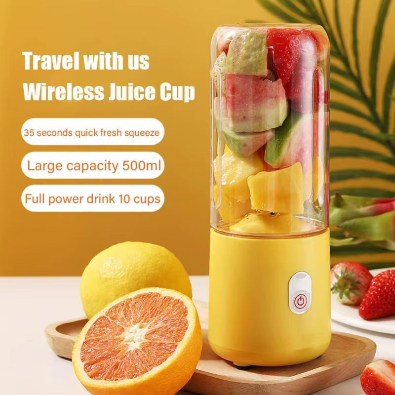 Portable Blender Cup,Mini Blender Portable,Personal Blender for Shakes and Smoothies 500Ml for Making Fruit Juices and Smoothies