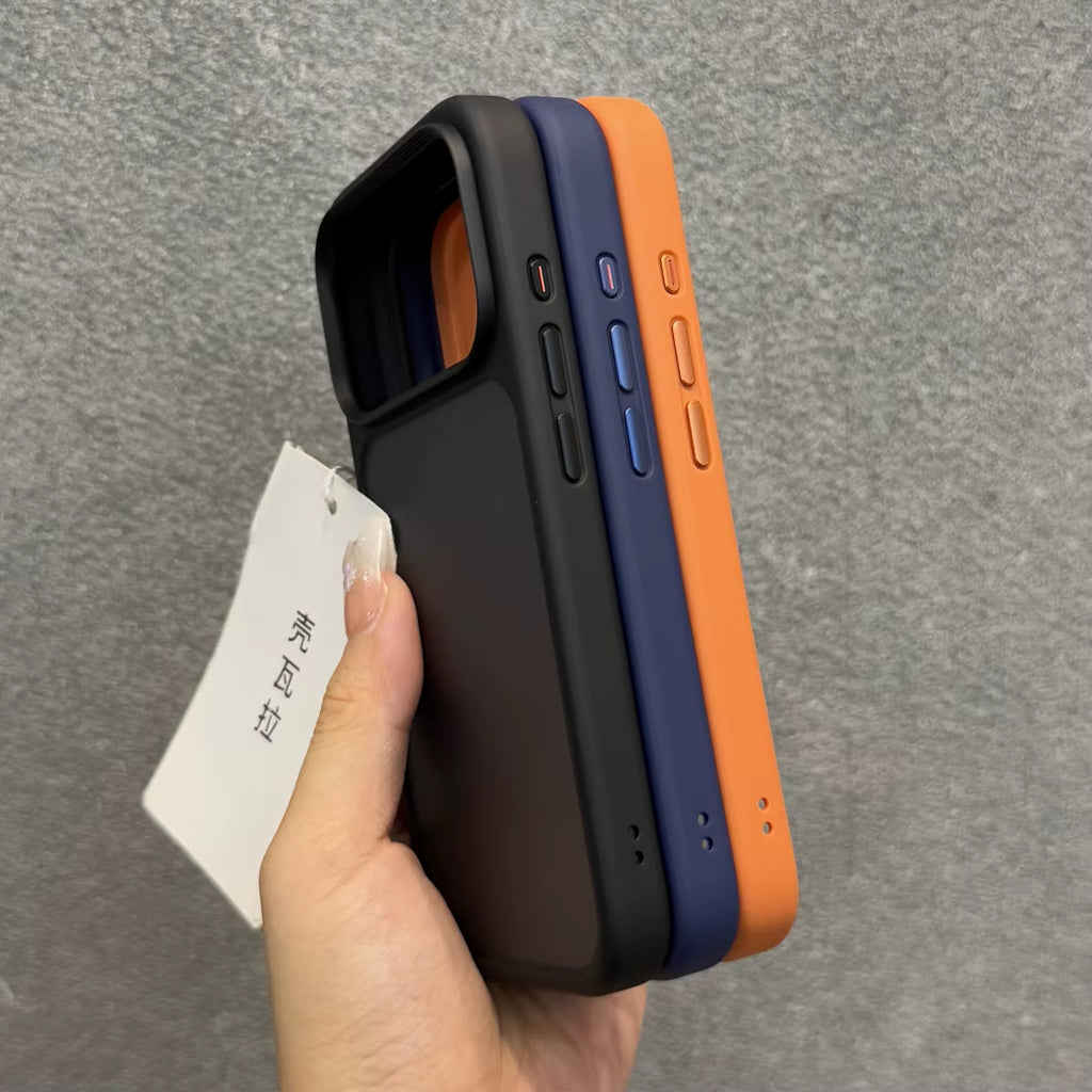 Luxury Orange Shield Matte Transparent Phone Case for Iphone 17 Pro Max 17 Pro 17 New Metal Buttons Skin Feel Shockproof Cover