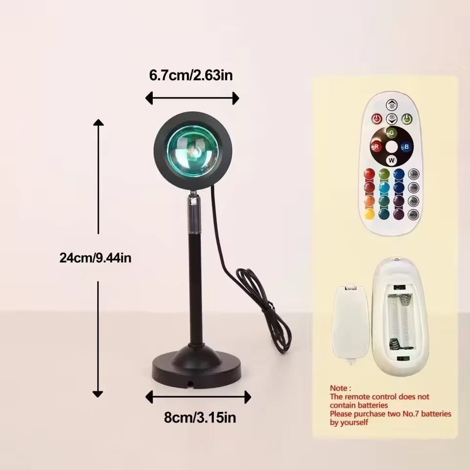 1PC Sunset Light Projection Light with Remote Control 16-Color Night Light RGB Color Changing LED Light Bedroom Photography Prop