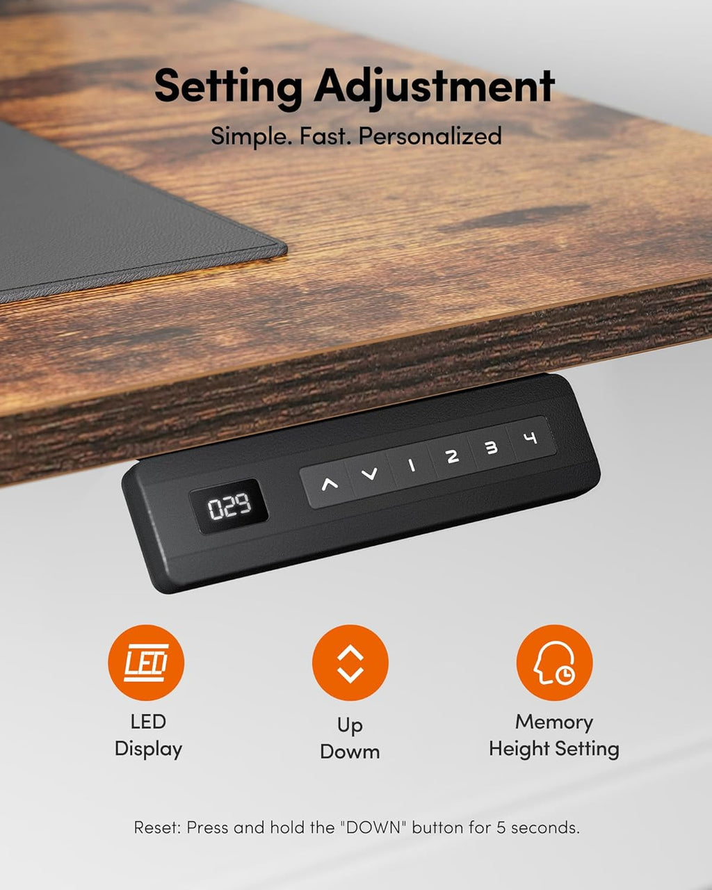 Electric Standing Desk, 48 X 24 Inches Height Adjustable Stand up Desk, Sit Stand Home Office Desk, Computer Desk, Rustic Brown