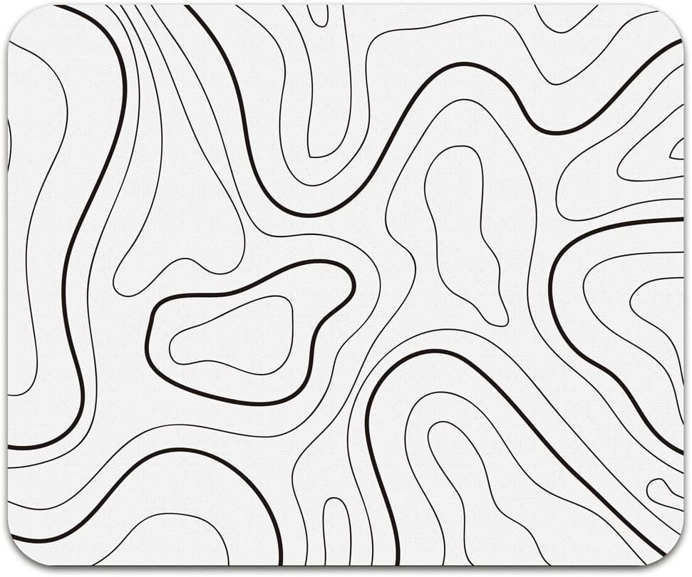 Topographic Contour Mouse Pad, Minimalist Topographic Map Mouse Pad for Laptop Wireless Mouse Home Office Travel, Home Office Work 9.5X7.9 Inch (24X20X0.3Cm)