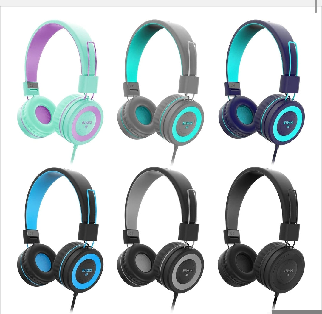 Kids Headphones, K8 Wired Headphones for Kids with Adjustable Headband 3.5 MM Jack for School, Foldable On-Ear Headset for Girls Boys Kindle Tablet Cellphones Airplane Travel(Dark Gray)