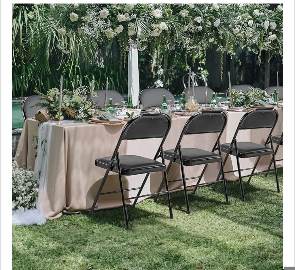 Folding Chairs Padded 4 Pack - Metal Indoor Outdoor Portable Foldable Chair for Party, Kitchen，Black