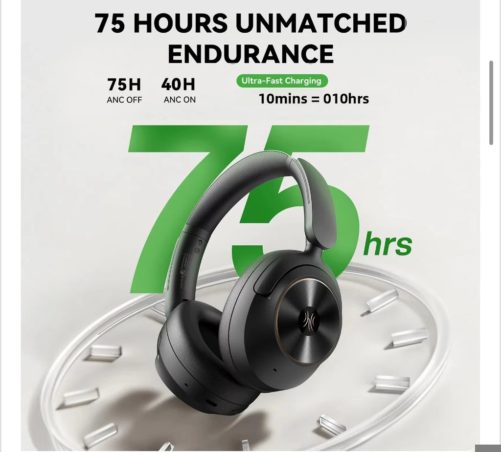 A6 ANC Wireless Bluetooth 6.0 Headphones -48Db Hybrid Active Noise Cancelling over Ear Headset with Mic Hi-Res LDAC APP