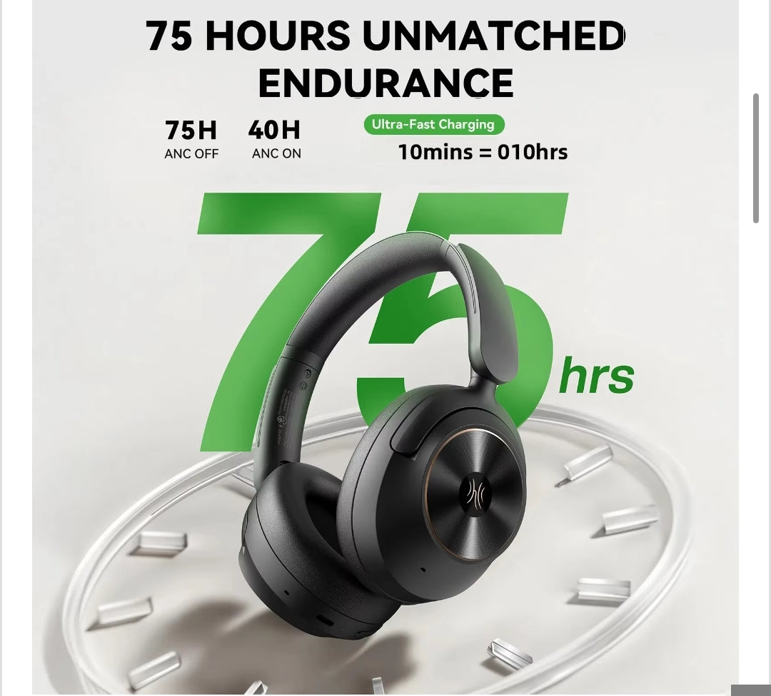 A6 ANC Wireless Bluetooth 6.0 Headphones -48Db Hybrid Active Noise Cancelling over Ear Headset with Mic Hi-Res LDAC APP