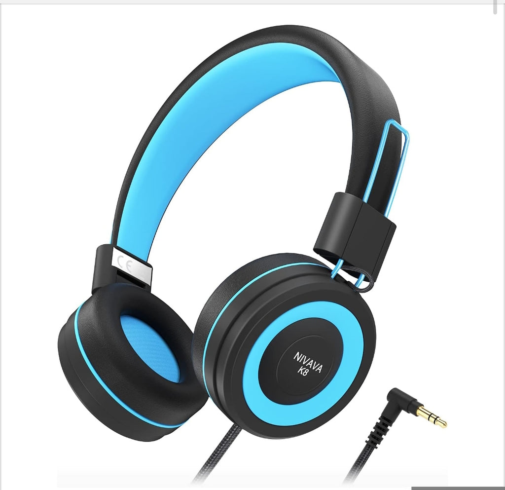 Kids Headphones, K8 Wired Headphones for Kids with Adjustable Headband 3.5 MM Jack for School, Foldable On-Ear Headset for Girls Boys Kindle Tablet Cellphones Airplane Travel(Dark Gray)